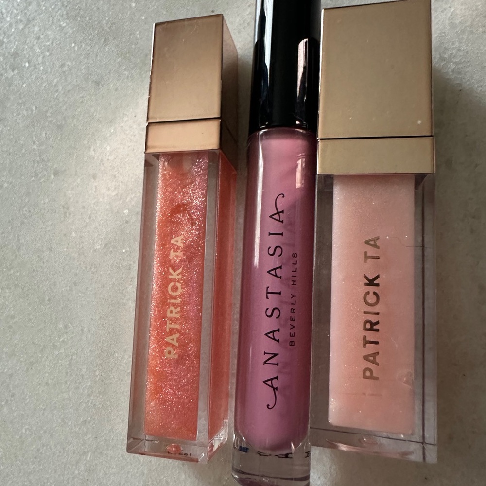 Patrick Ta Lip Gloss Trio - Shimmering Orange, Soft Pink, Cream